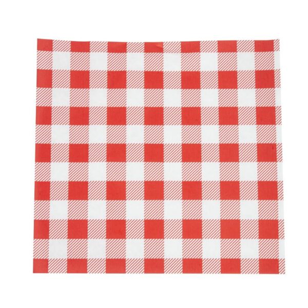 Greaseproof Paper Sheets Red Gingham 250 x 250mm (Pack of 200)