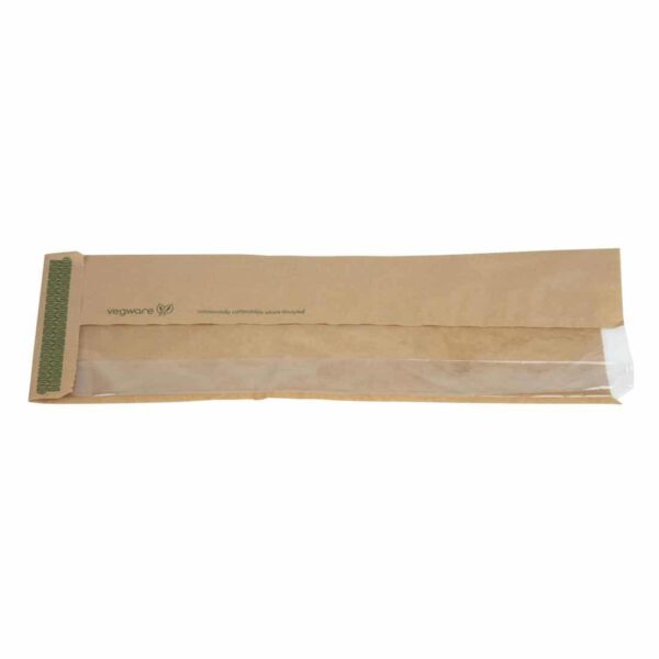 Vegware Compostable Kraft Baguette Bags With PLA Window (Pack of 1000) - Image 2