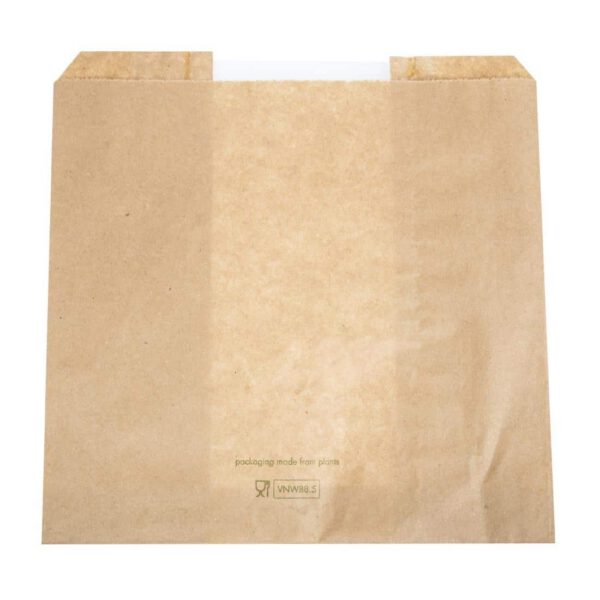 Vegware Compostable Kraft Sandwich Bags with NatureFlex Window Small (Pack of 1000) - Image 4