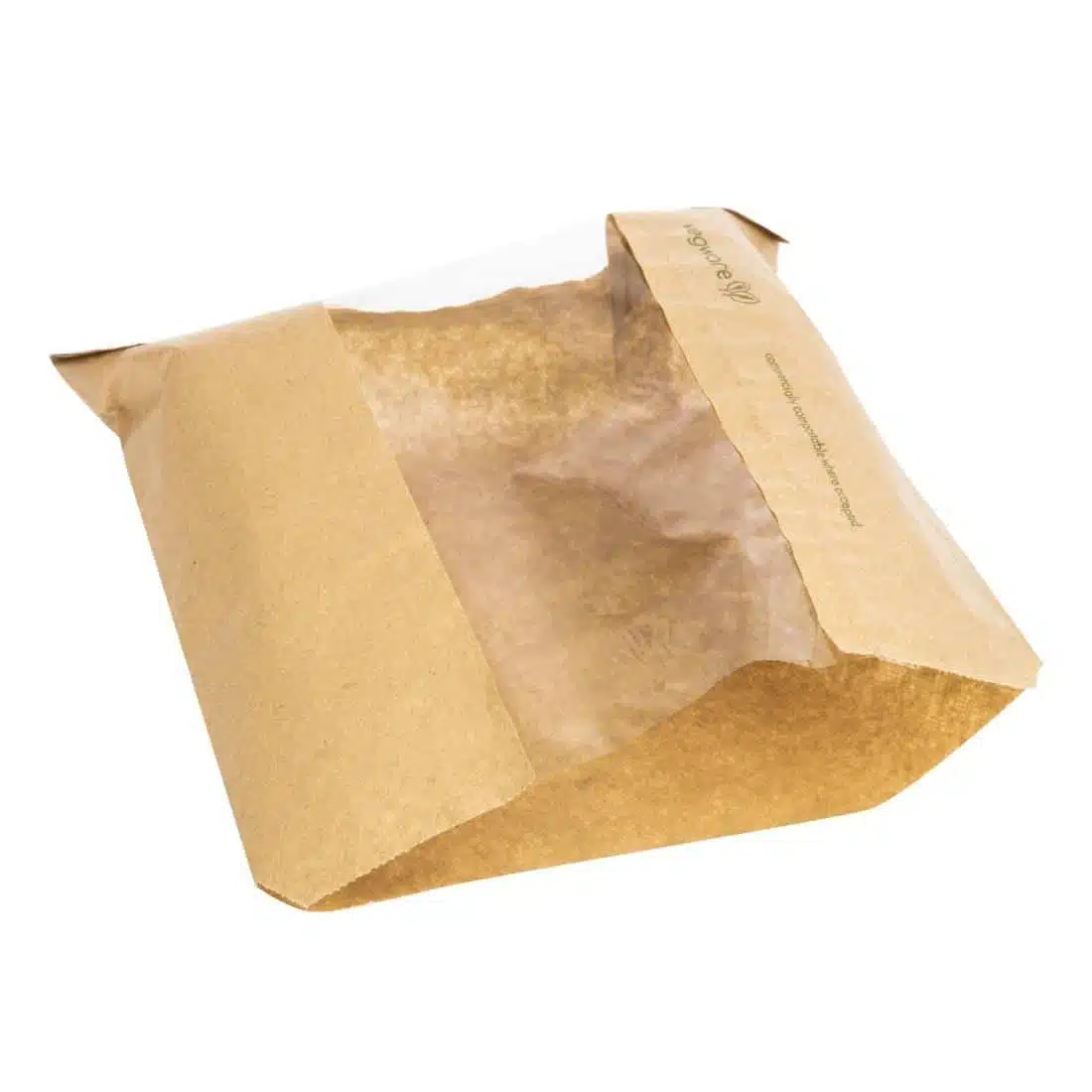 Vegware Compostable Kraft Sandwich Bags with NatureFlex Window Small (Pack of 1000) - Image 5