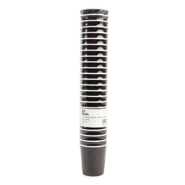 Fiesta Recyclable Coffee Cups Ripple Wall Black 225ml / 8oz (Pack of 25) - Image 6