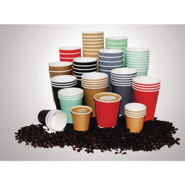 Fiesta Recyclable Coffee Cups Ripple Wall Black 225ml / 8oz (Pack of 25) - Image 7