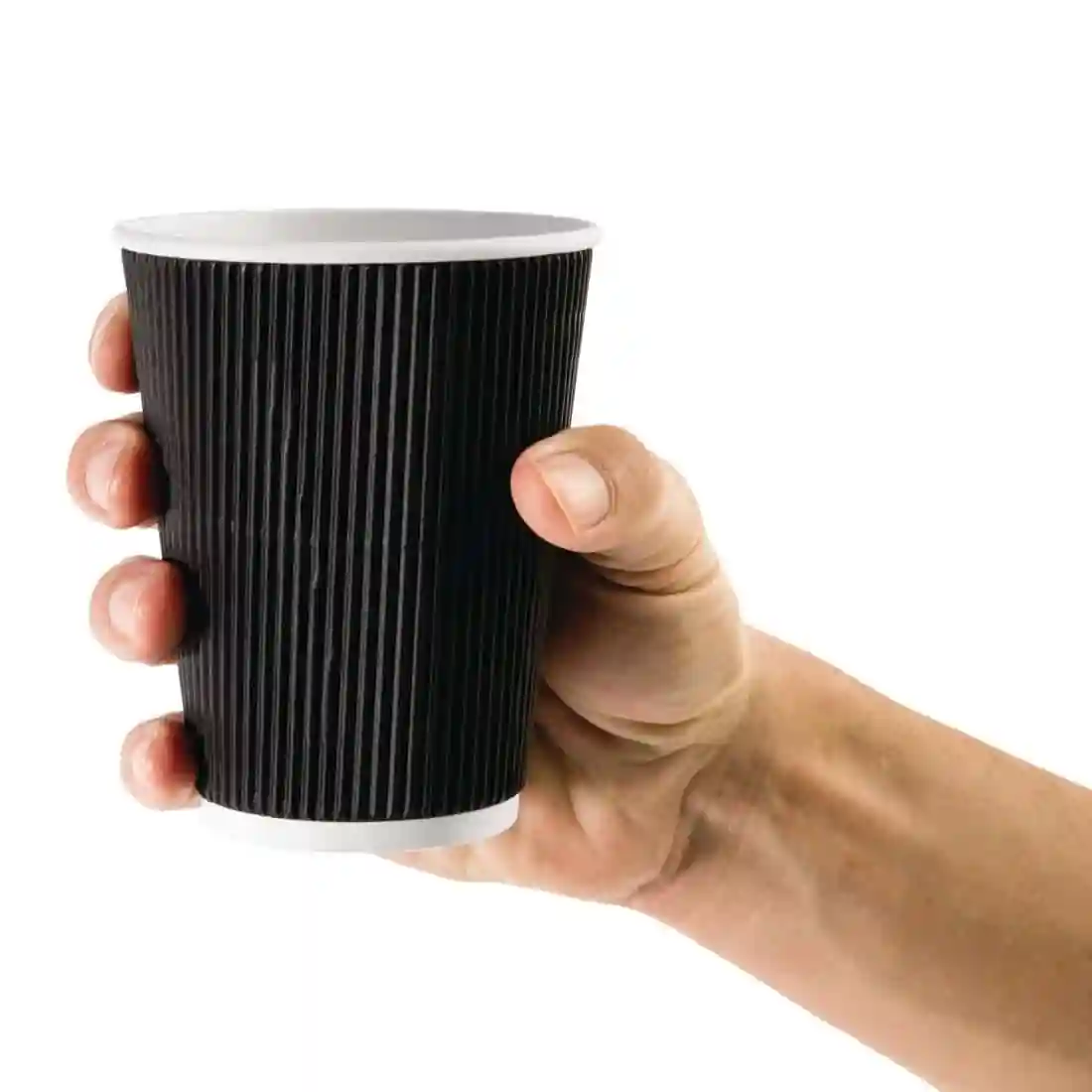 Fiesta Recyclable Coffee Cups Ripple Wall Black 340ml / 12oz (Pack of 25) - Image 3