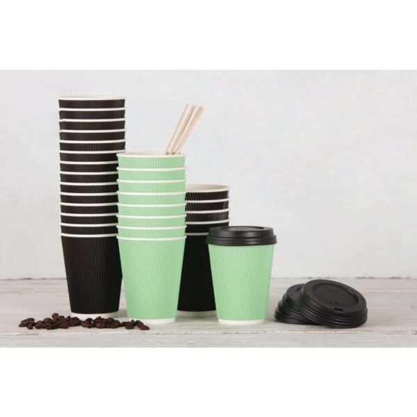 Fiesta Recyclable Coffee Cups Ripple Wall Black 340ml / 12oz (Pack of 25) - Image 6