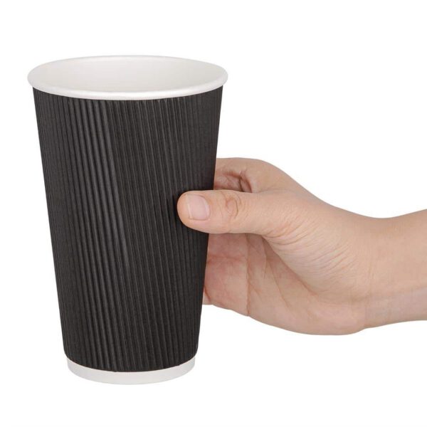 Fiesta Recyclable Ripple Wall Takeaway Coffee Cups Black 455ml / 16oz (Pack of 500) - Image 3