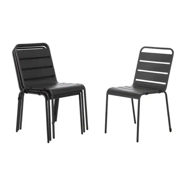 Bolero Slatted Steel Side Chairs Grey (Pack of 4) - Image 1