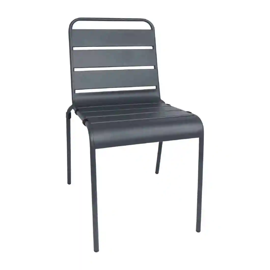 Bolero Slatted Steel Side Chairs Grey (Pack of 4) - Image 2