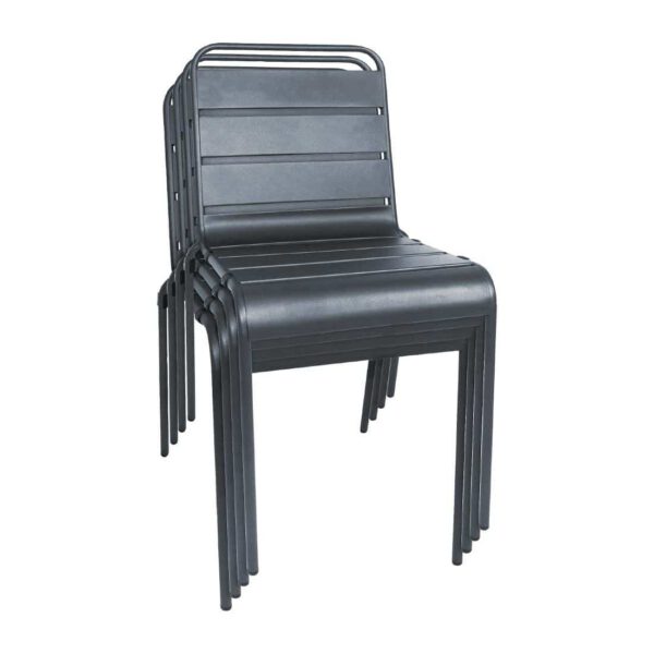 Bolero Slatted Steel Side Chairs Grey (Pack of 4) - Image 4