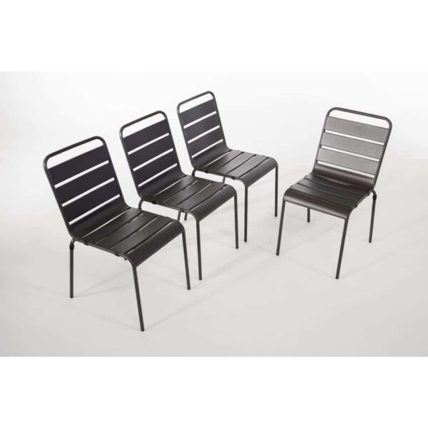 Bolero Slatted Steel Side Chairs Grey (Pack of 4) - Image 5