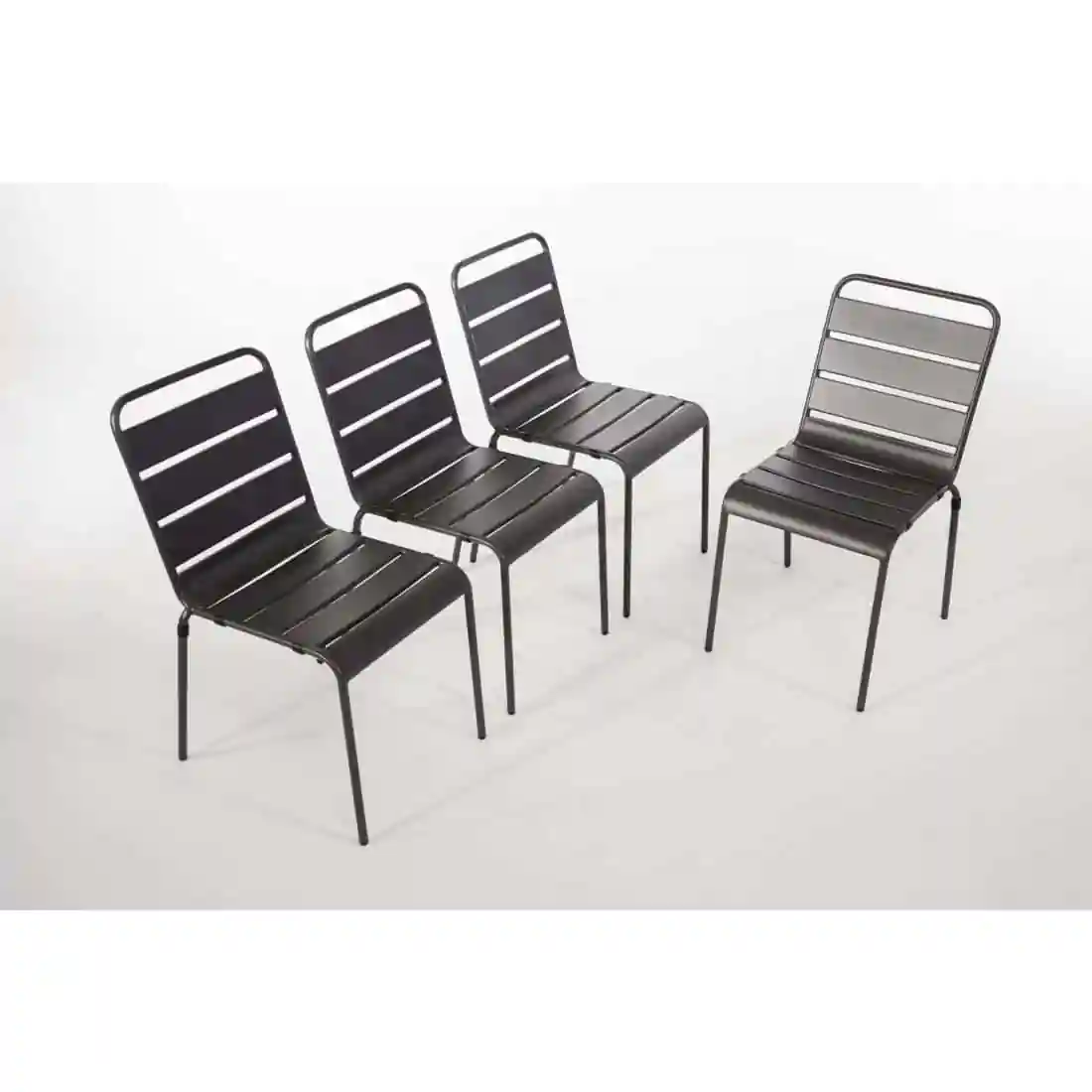 Bolero Slatted Steel Side Chairs Grey (Pack of 4) - Image 5