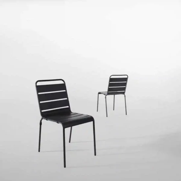 Bolero Slatted Steel Side Chairs Grey (Pack of 4) - Image 7