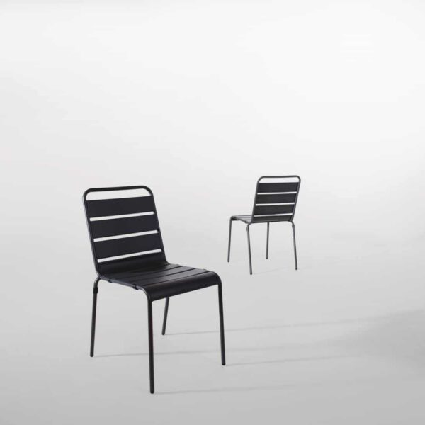 Bolero Slatted Steel Side Chairs Grey (Pack of 4) - Image 8