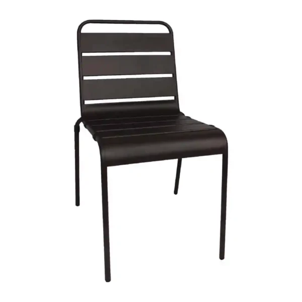 Bolero Black Slatted Steel Side Chairs (Pack of 4) - Image 1