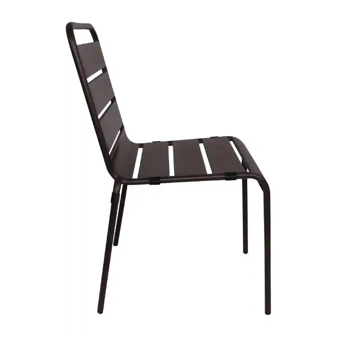 Bolero Black Slatted Steel Side Chairs (Pack of 4) - Image 3