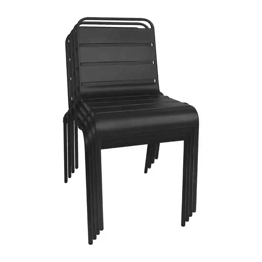 Bolero Black Slatted Steel Side Chairs (Pack of 4) - Image 4