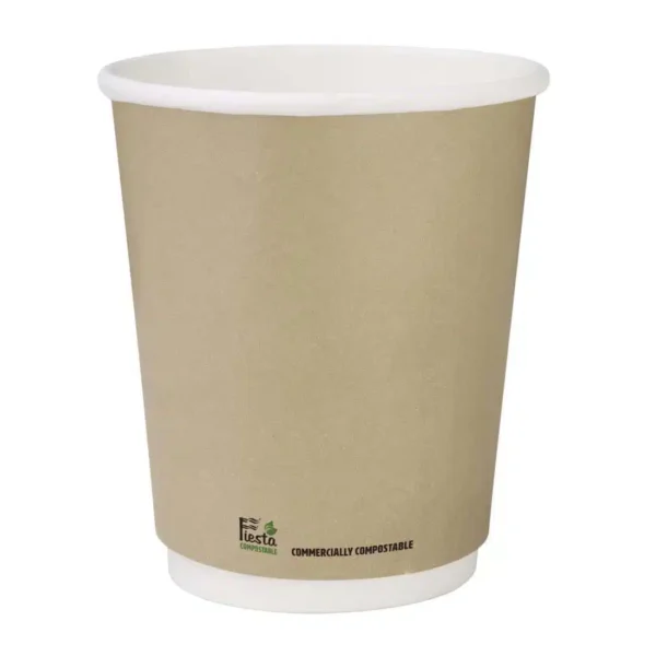 Fiesta Compostable Coffee Cups Double Wall 227ml / 8oz (Pack of 25) - Image 1