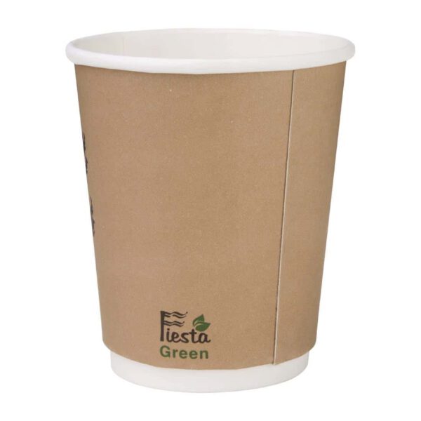 Fiesta Compostable Coffee Cups Double Wall 227ml / 8oz (Pack of 25) - Image 2