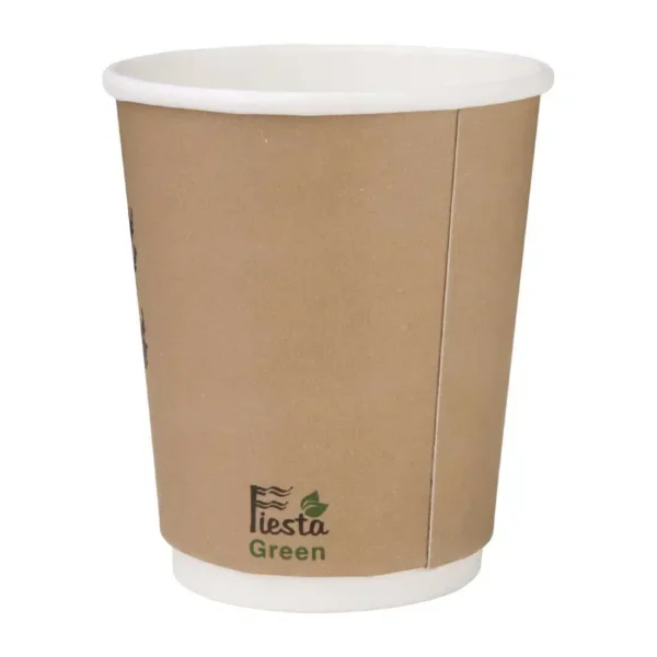 Fiesta Compostable Coffee Cups Double Wall 227ml / 8oz (Pack of 25) - Image 2