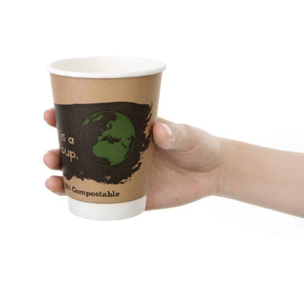 Fiesta Compostable Coffee Cups Double Wall 340ml (Pack of 25) - Image 3