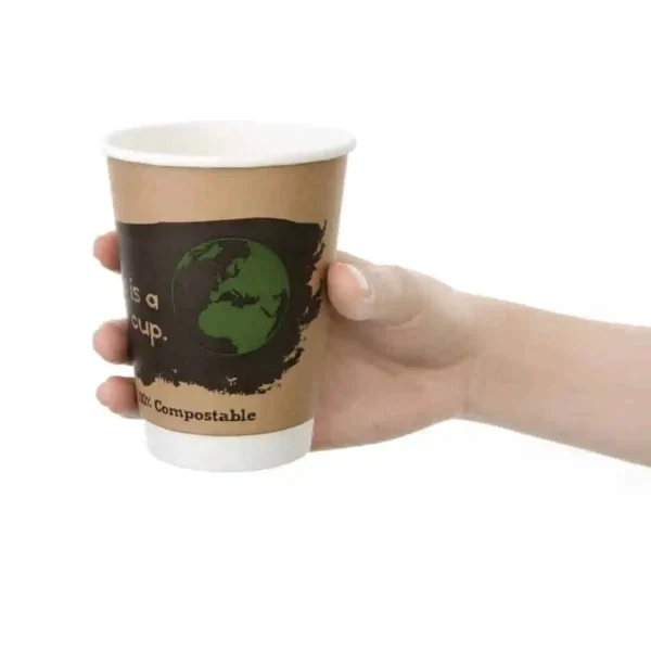 Fiesta Compostable Coffee Cups Double Wall 340ml (Pack of 25) - Image 3