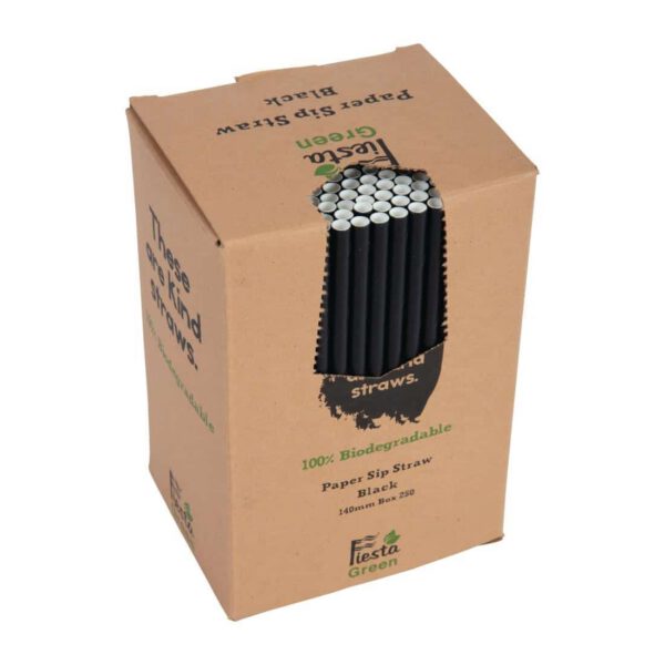 Fiesta Compostable Paper Cocktail Stirrer Straws Black (Pack of 250) - Image 7