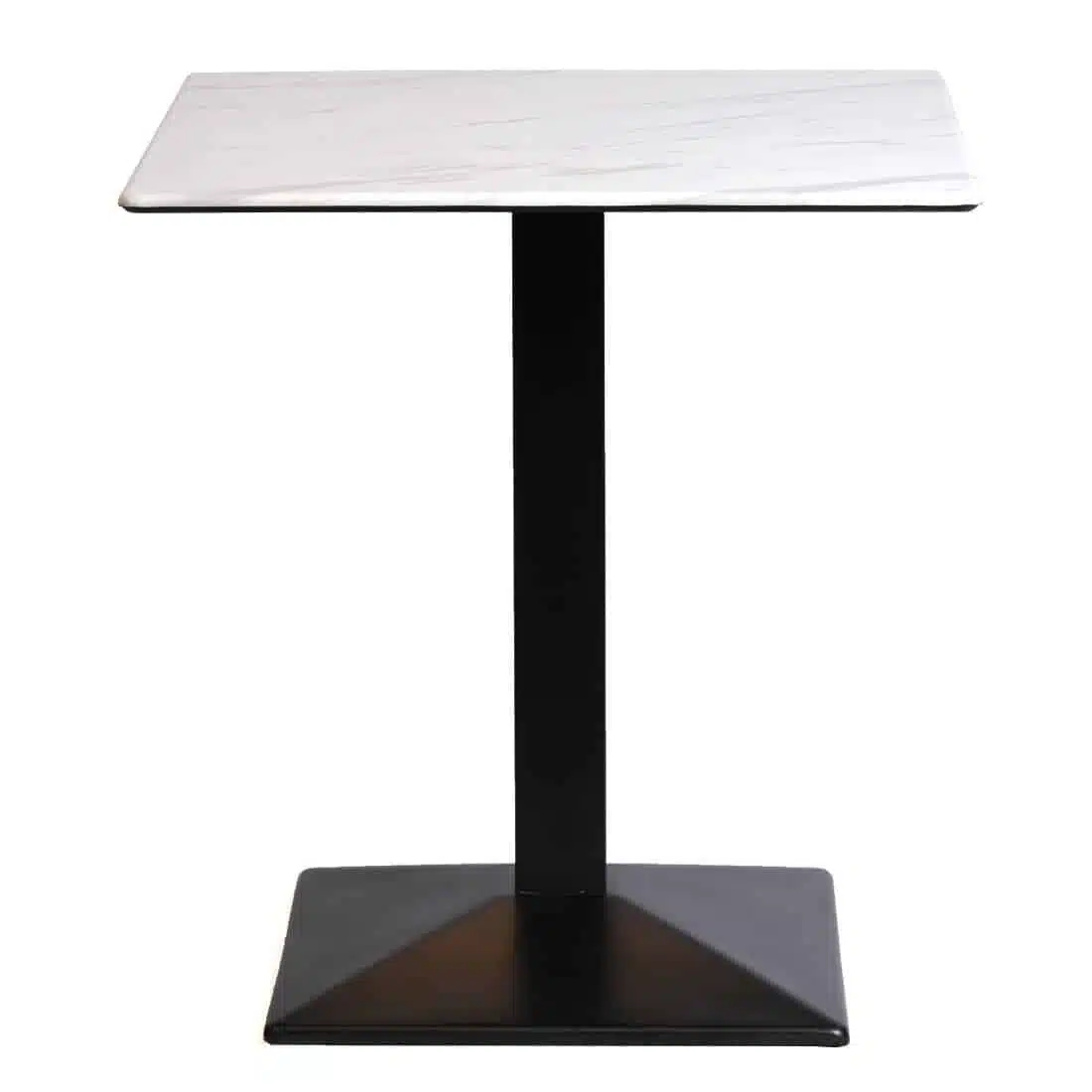 Turin Metal Base 700mm Square Dining Table with Laminate Top in Marble - Image 2