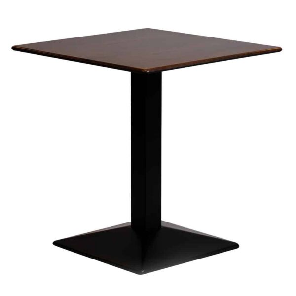 Turin Metal Base 700mm Square Dining Table with Laminate Top in Walnut - Image 2