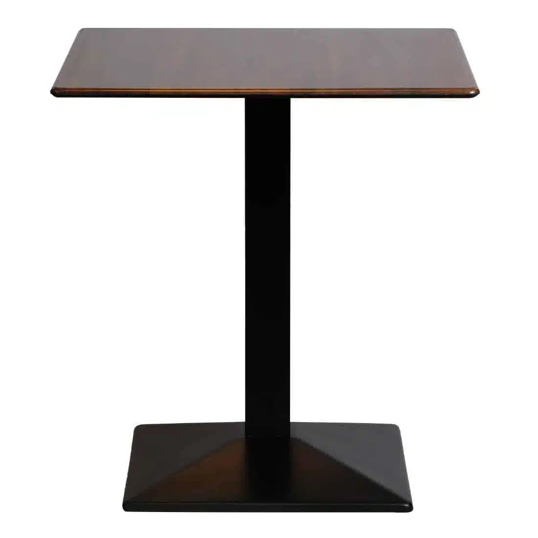 Turin Metal Base 700mm Square Dining Table with Laminate Top in Walnut - Image 2