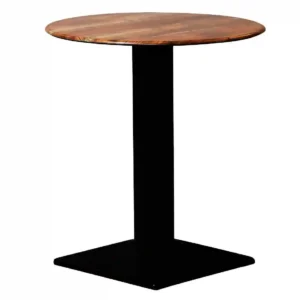 Turin Metal Base 600mm Round Dining Table w/Laminate Top in Planked Oak