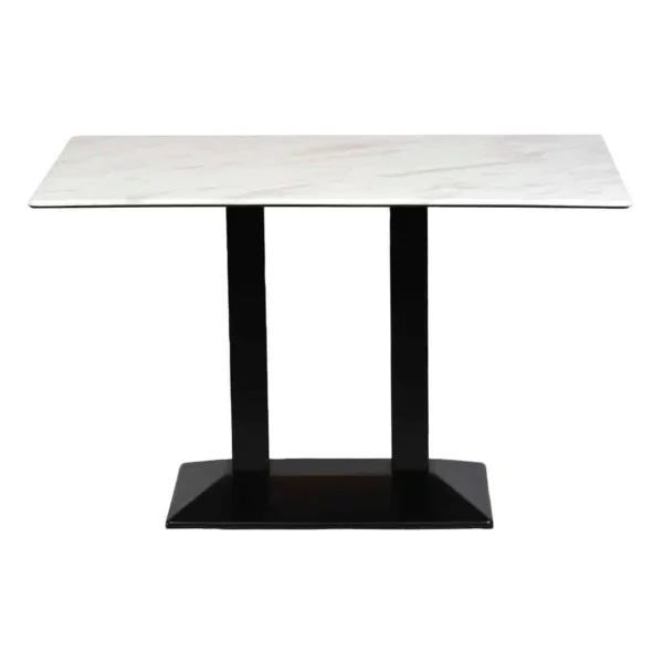 Turin Metal Base Rectangle Dining Table with Laminate Top in Marble - Image 2
