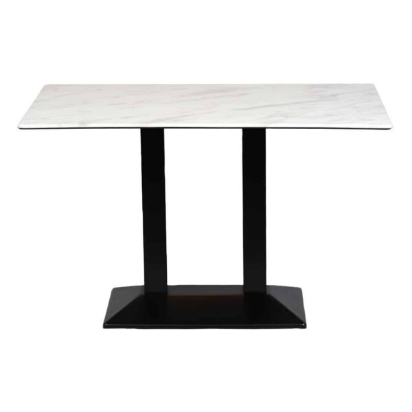 Turin Metal Base Rectangle Dining Table with Laminate Top in Marble - Image 3