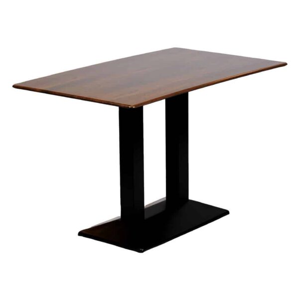 Turin Metal Base Rectangle Dining Table with Laminate Top in Walnut - Image 2