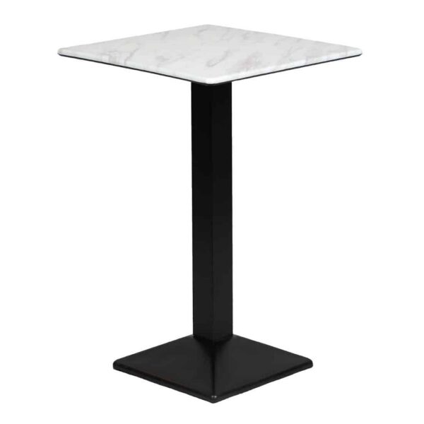 Turin Metal Base 600mm Square Poseur Table with Laminate Top in Marble - Image 2