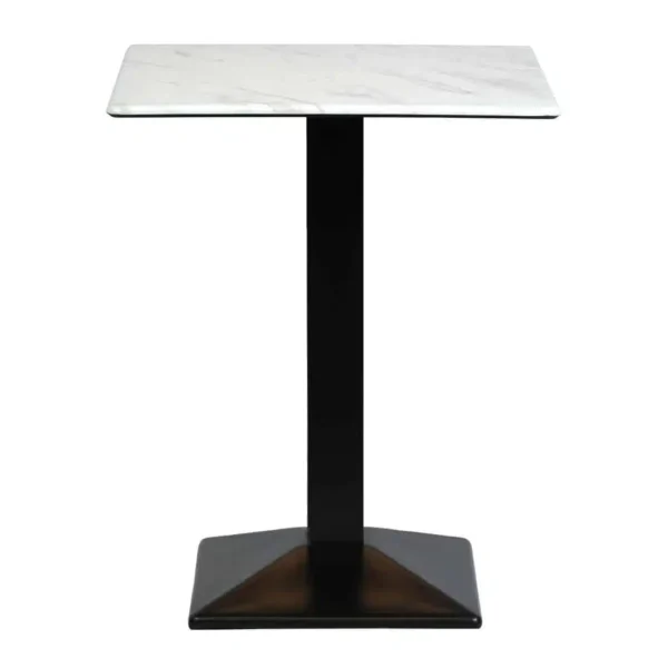 Turin Metal Base 600mm Square Poseur Table with Laminate Top in Marble - Image 2