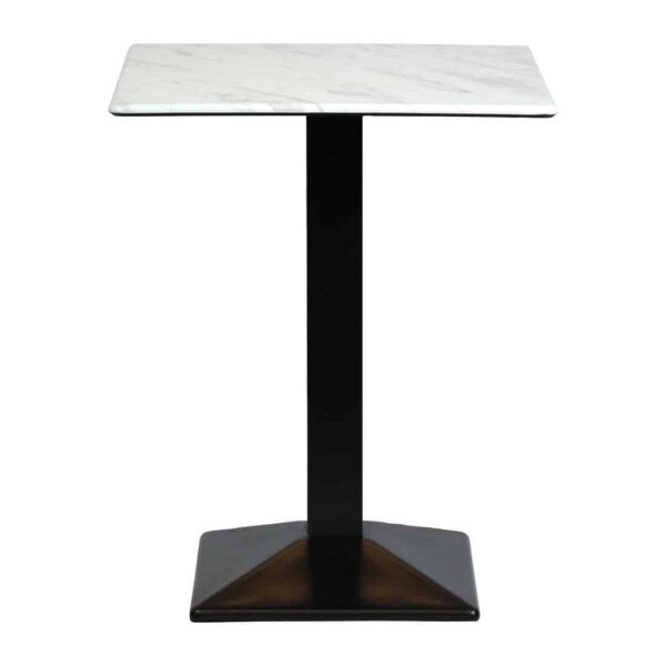 Turin Metal Base 700mm Square Poseur Table with Laminate Top in Marble - Image 2