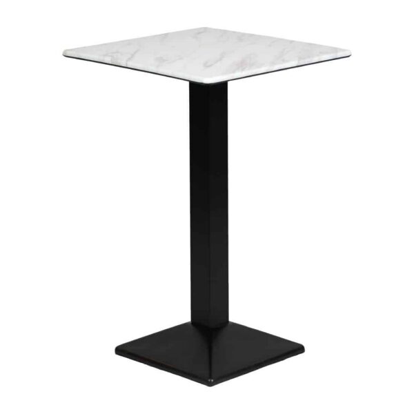 Turin Metal Base 700mm Square Poseur Table with Laminate Top in Marble - Image 4