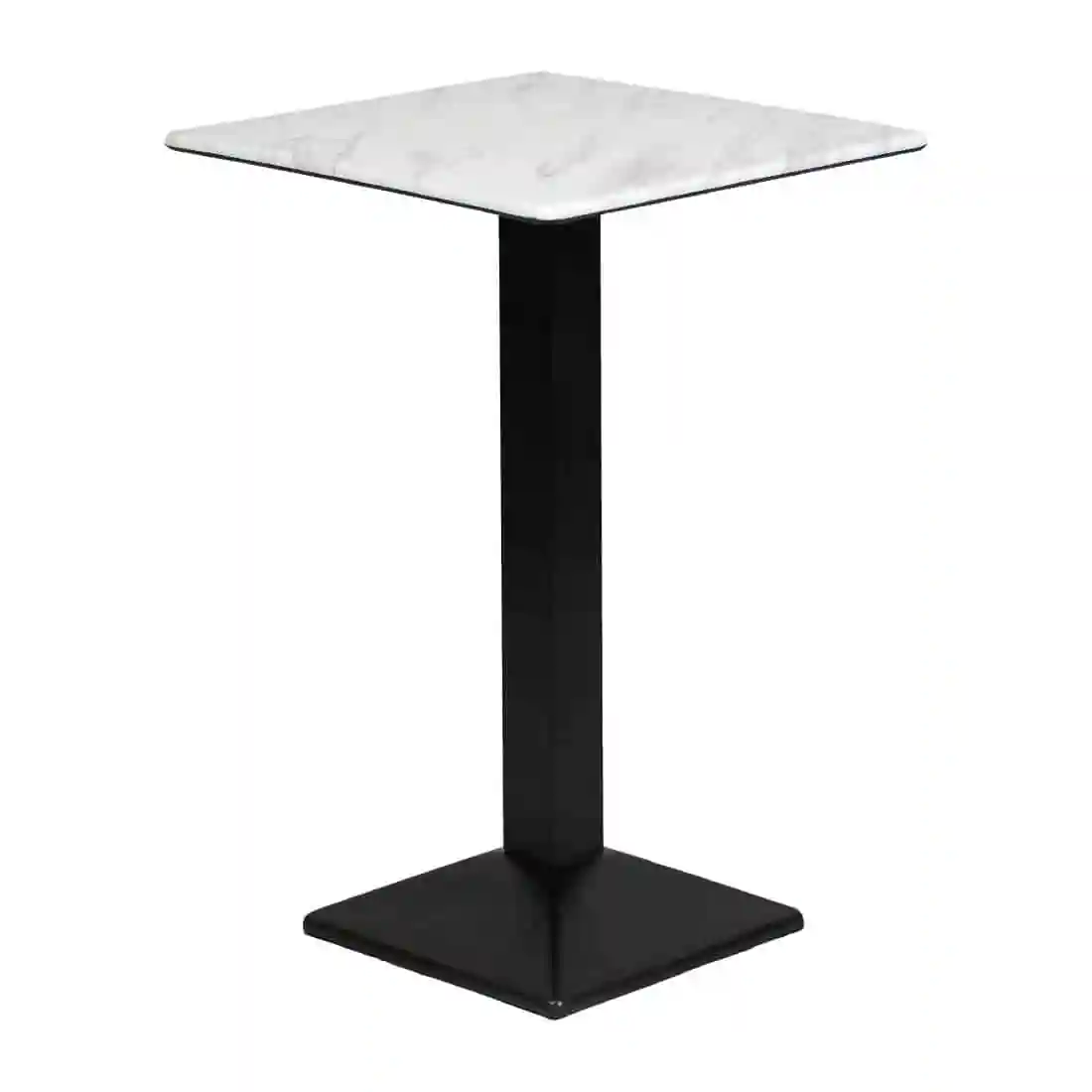 Turin Metal Base 700mm Square Poseur Table with Laminate Top in Marble - Image 3