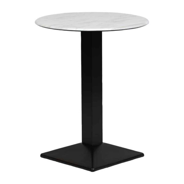 Turin Metal Base 600mm Round Poseur Table with Laminate Top in Marble - Image 3