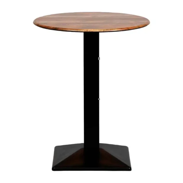 Turin Metal Base 600mm Round Poseur Table w/Laminate Top in Planked Oak - Image 1