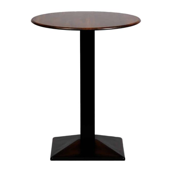 Turin Metal Base 600mm Round Poseur Table with Laminate Top in Walnut