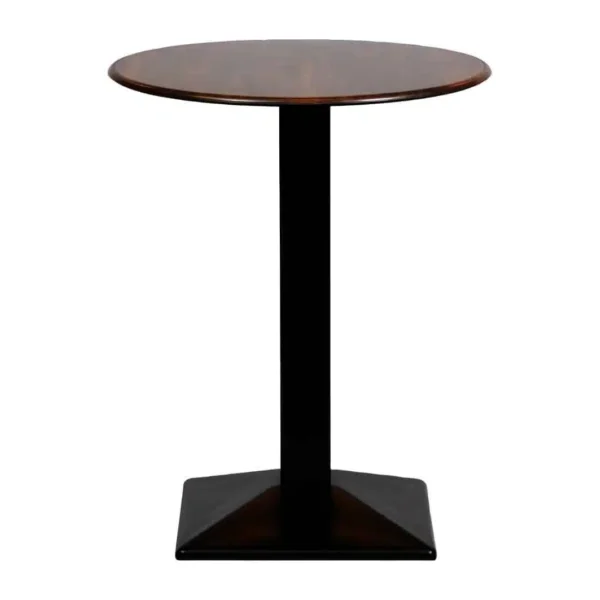 Turin Metal Base 600mm Round Poseur Table with Laminate Top in Walnut - Image 1