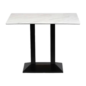 Turin Metal Base Rectangle Poseur Table with Laminate Top in Marble