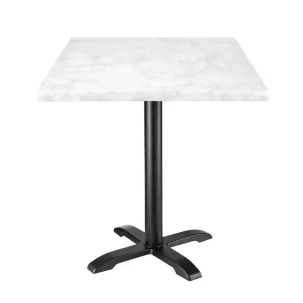 Bolero Square Marble Effect Tabletop White 600mm - Image 1