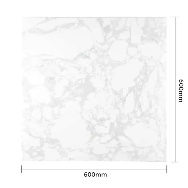 Bolero Square Marble Effect Tabletop White 600mm - Image 5