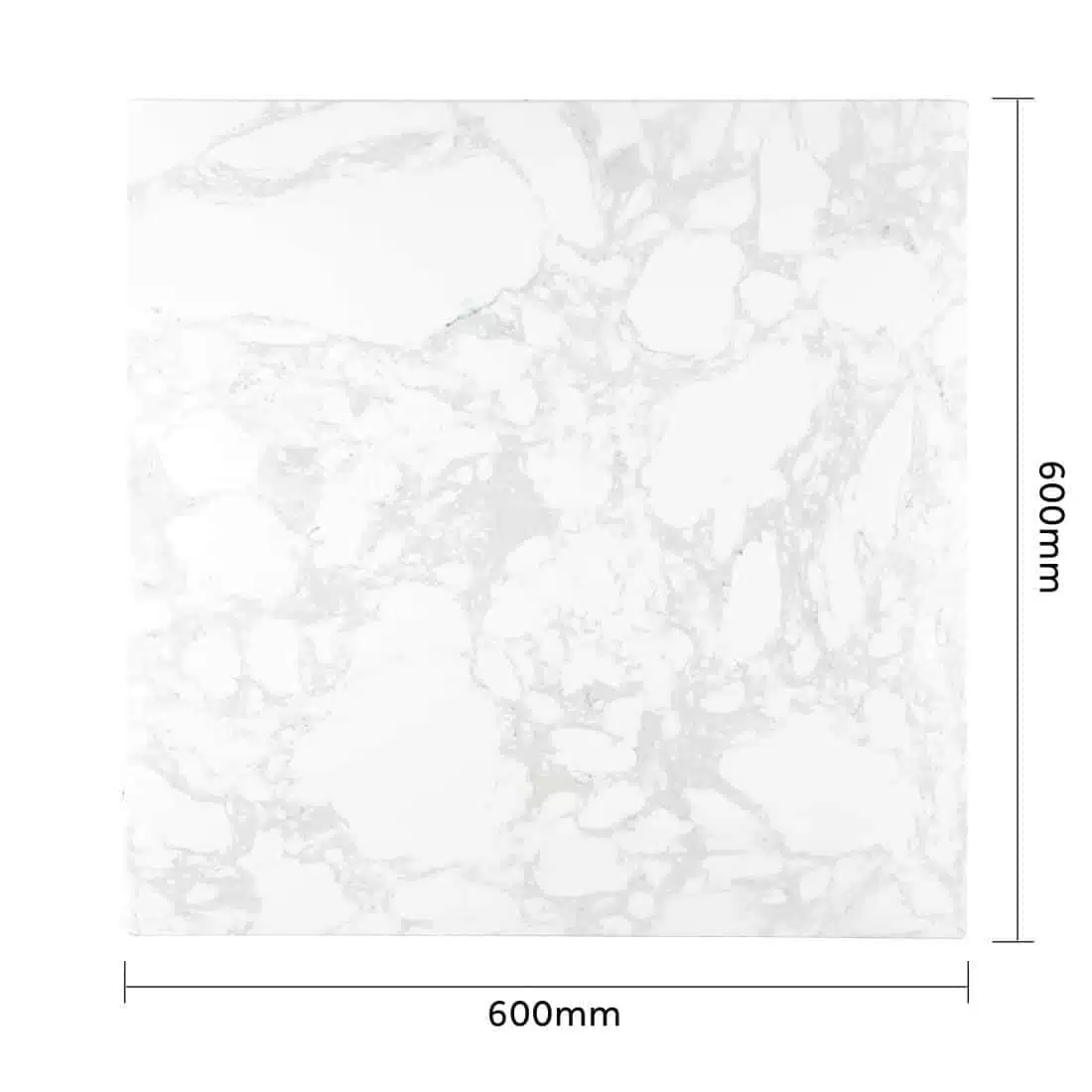Bolero Square Marble Effect Tabletop White 600mm - Image 5