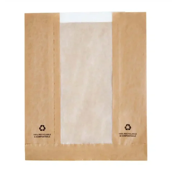Fiesta Compostable Food Bags with Glassine Windows (Pack of 1000) - Image 1