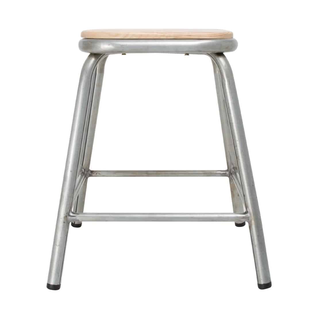 Bolero Galvanised Steel Low Stools with Wooden Seatpad (Pack of 4) - Image 3