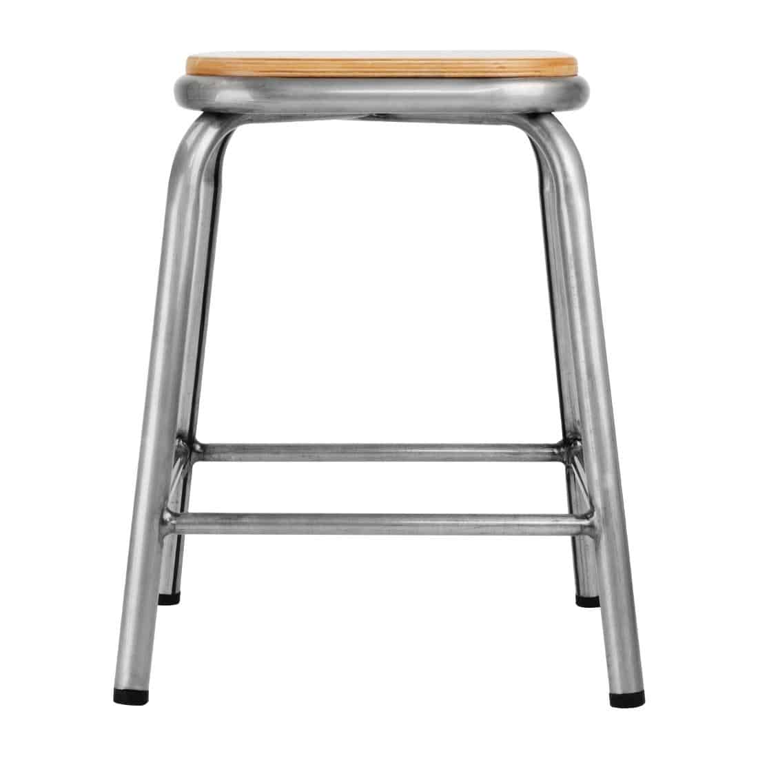 Bolero Galvanised Steel Low Stools with Wooden Seatpad (Pack of 4) - Image 5
