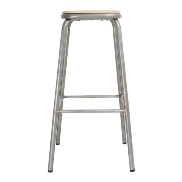 Bolero Galvanised Steel High Stools with Wooden Seatpad (Pack of 4) - Image 2