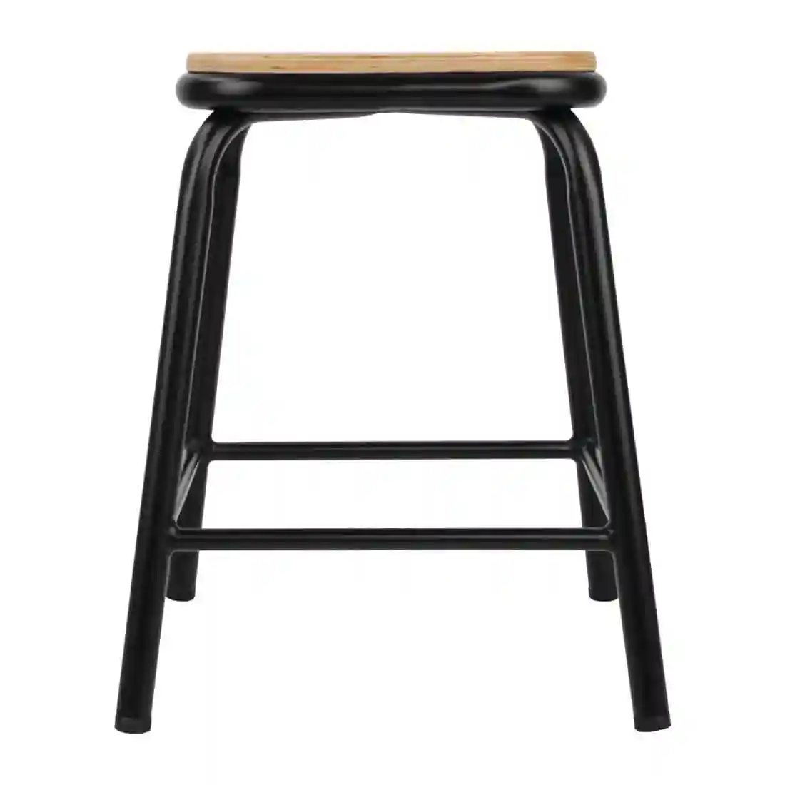 Bolero Cantina Low Stools with Wooden Seat Pad Black (Pack of 4) - Image 4